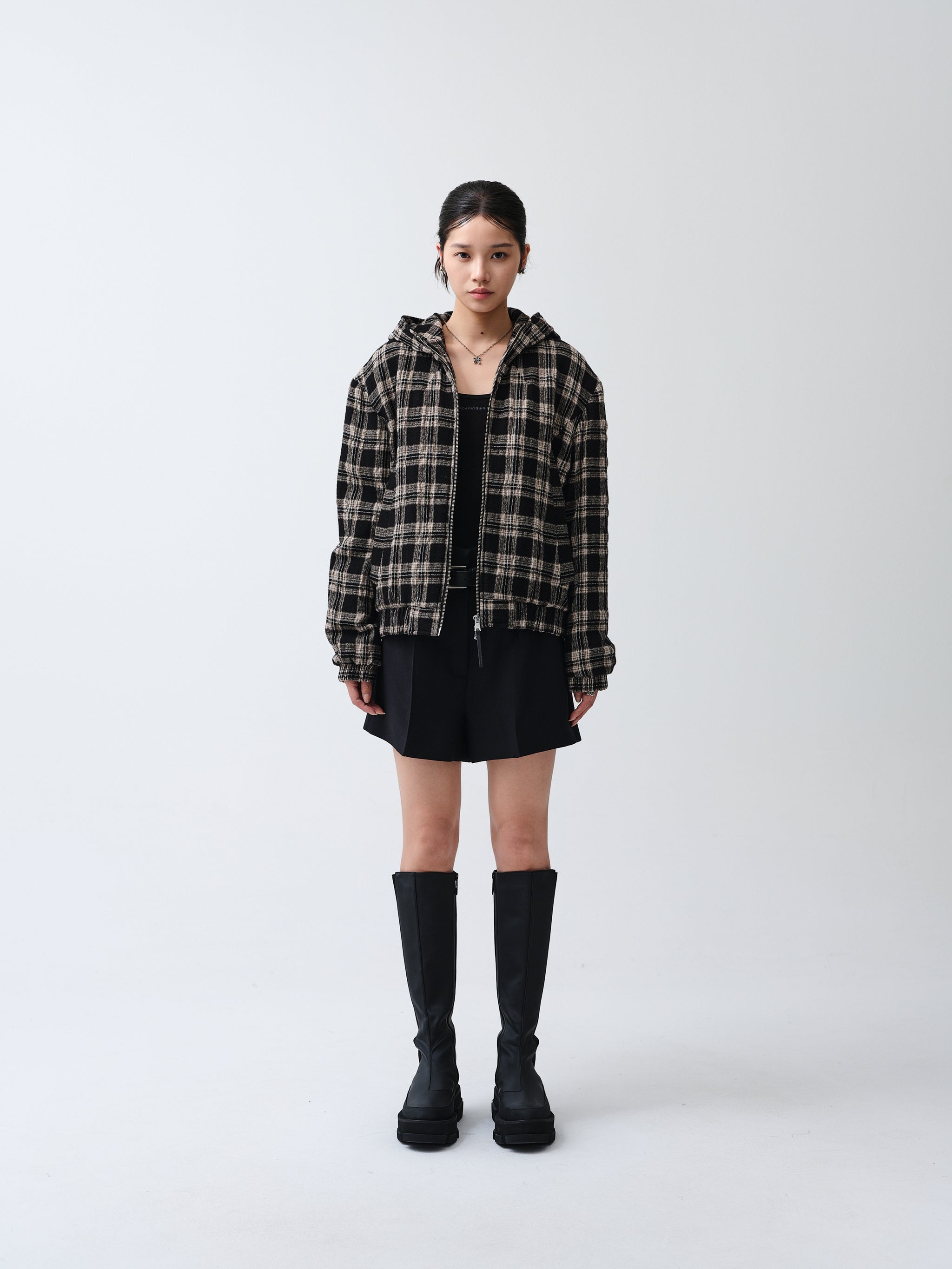 ジャケット・アウター check frill shirt blouson FEKETE Signature Panel Pockets Shirt Jacket - Black – 7115 by Szeki