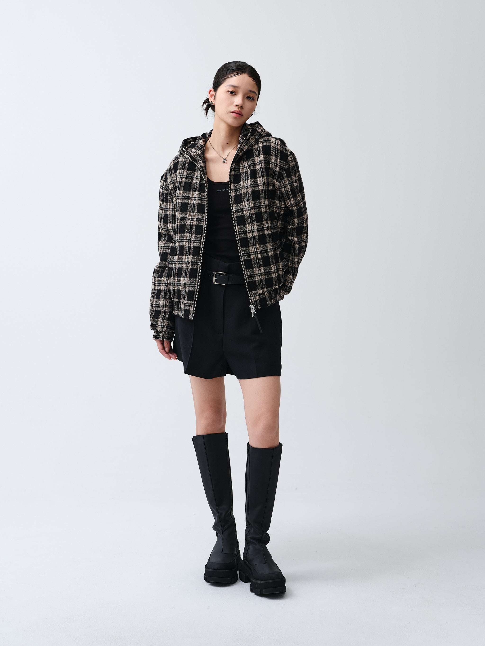 ROARINGWILD CHECK PADDED HOOD JACKET – ROARINGWILD ONLINE STORE ROARINGWILD CHECK PADDED HOOD JACKET – ROARINGWILD ONLINE STORE